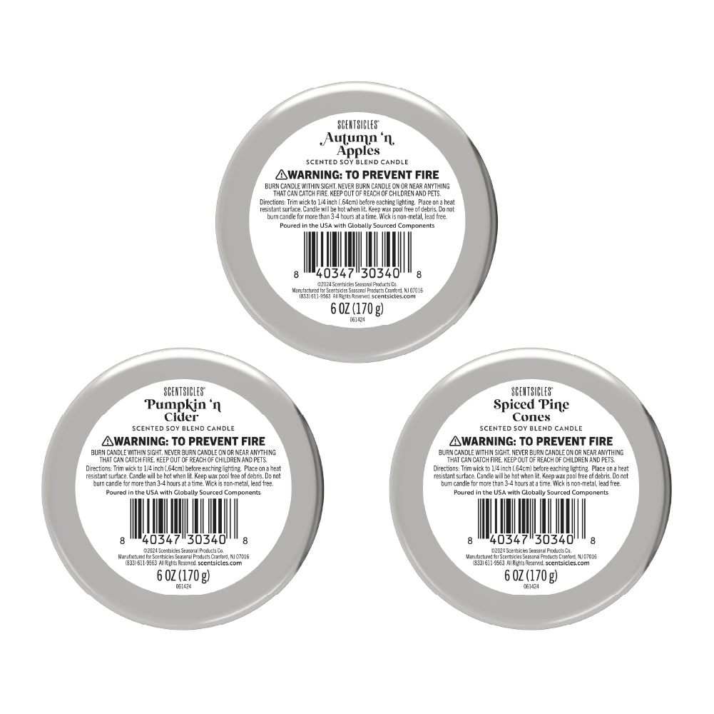 Scentsicles, Candles, 1 Apples 'n Apples/1 Pumpkin 'n Cider/1 Spiced Pine Cones-3 pack - National Tree Company