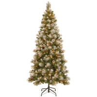 7.5 ft. Pre-Lit Snow Capped Mountain Pine  Slim Tree with Clear Lights - National Tree Company