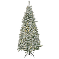 7.5 ft. Pre-Lit Snowy Chatham Slim Tree with PowerConnect Dual Colored LED Lights - National Tree Company