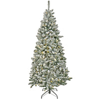 9 ft. Pre-Lit Snowy Chatham Slim Tree with PowerConnect Dual Colored LED Lights - National Tree Company