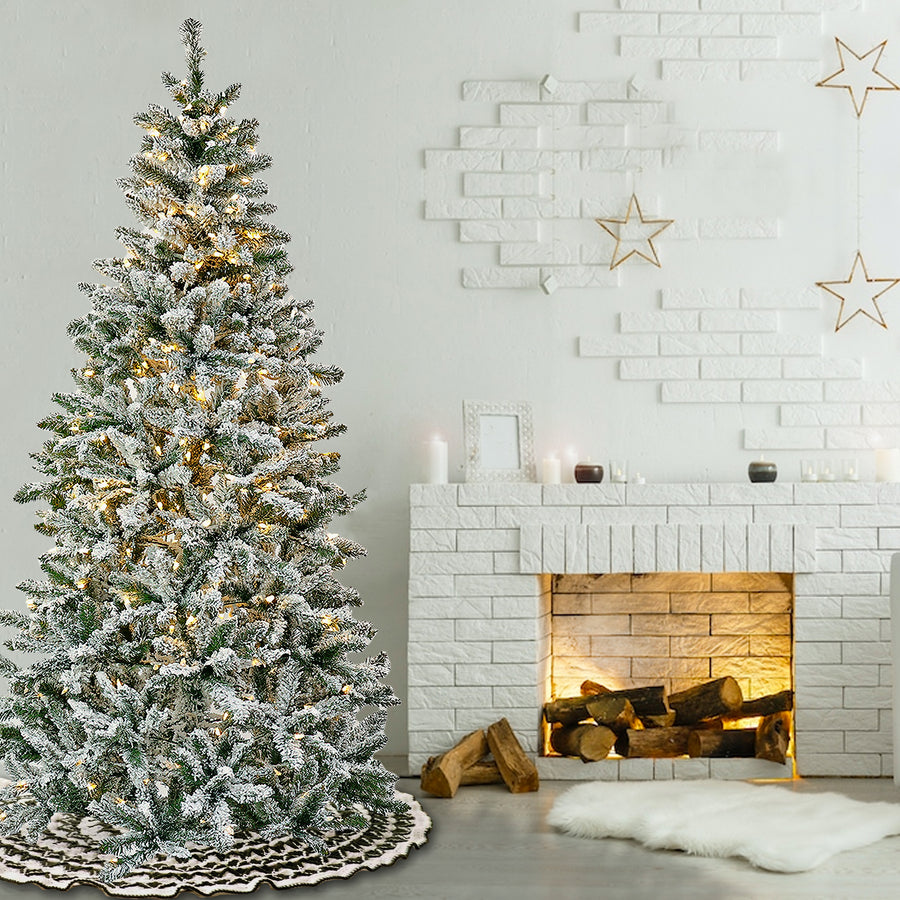 6.5 ft. Pre-Lit Snowy Chatham Slim Tree with Warm White LED Lights