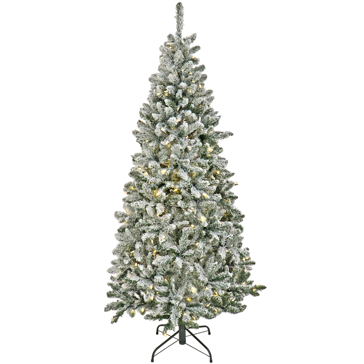 9 ft. Pre-Lit Snowy Chatham Slim Tree with PowerConnect Warm White LED Lights, - National Tree Company