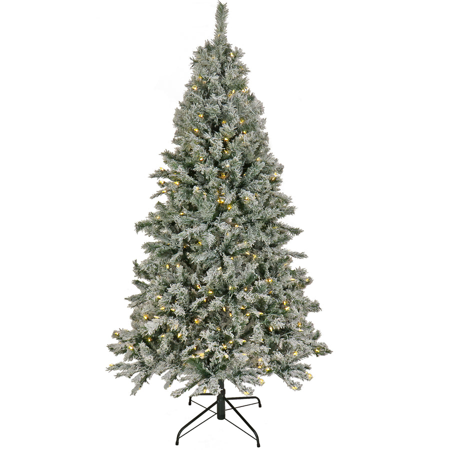 6.5 ft. Pre-Lit Snowy Harwich Hinged Tree with PowerConnect Warm White LED Lights - National Tree Company