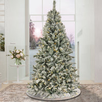9 ft. Pre-Lit Snowy Harwich Hinged Tree with PowerConnect Warm White LED Lights - National Tree Company