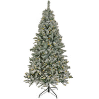 9 ft. Pre-Lit Snowy Harwich Hinged Tree with PowerConnect Warm White LED Lights - National Tree Company