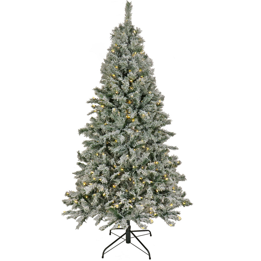 9 ft. Pre-Lit Snowy Harwich Hinged Tree with PowerConnect Warm White LED Lights - National Tree Company