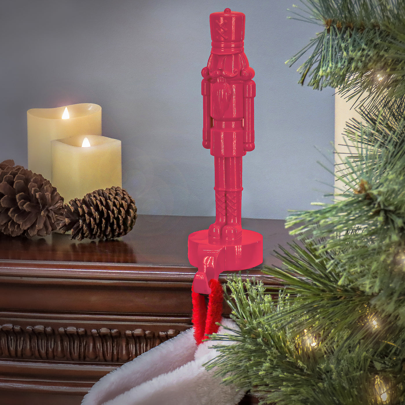 HGTV Home Collection, 10" Resin Nut Cracker- Pink Stocking Holder - National Tree Company