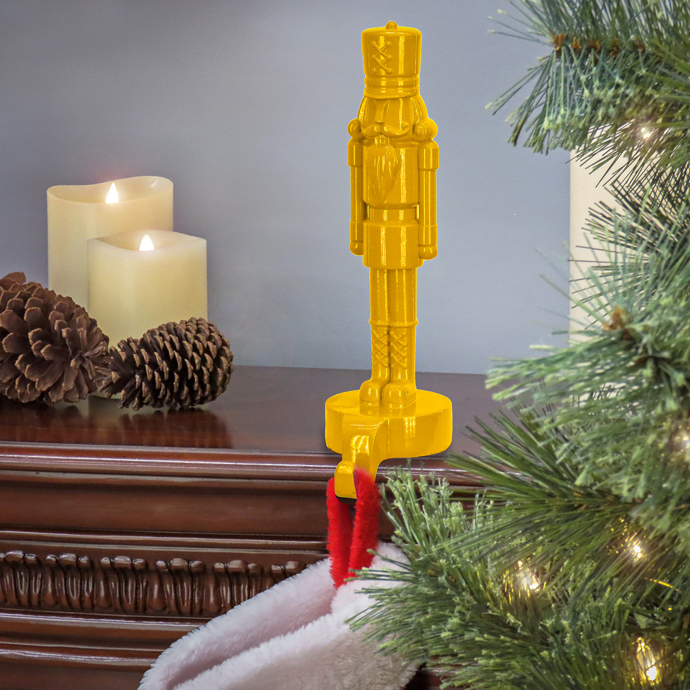 10” HGTV Home Collection Nutcracker Stocking Holder, Yellow - National Tree Company