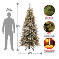 7.5 ft. Pre-Lit Snowy Mountain Pine Slim Tree with Clear Lights - National Tree Company