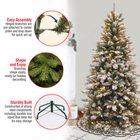 7.5 ft. Pre-Lit Snowy Mountain Pine Slim Tree with Clear Lights - National Tree Company