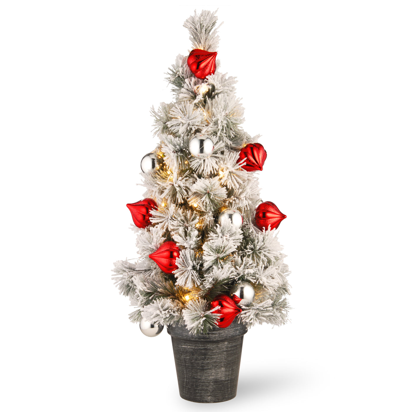 3 ft. Pre-Lit Snowy Bristle Pine Tree with LED Lights - National Tree Company