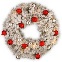 30 in. Pre-Lit Snowy Bristle Pine Wreath with LED Lights - National Tree Company