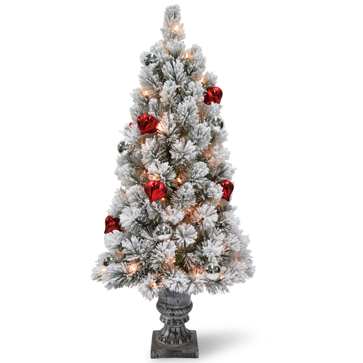 4 ft. Pre-Lit Snowy Bristle Pine Tree with Clear Lights - National Tree Company