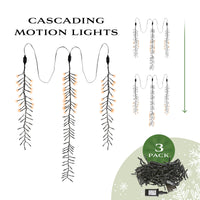12 ft. Meteor Shower Cascading LED String Lights, 128 Warm White Plug-In Christmas Lights, Indoor/Outdoor Holiday Décor, Pack of 3 - National Tree Company