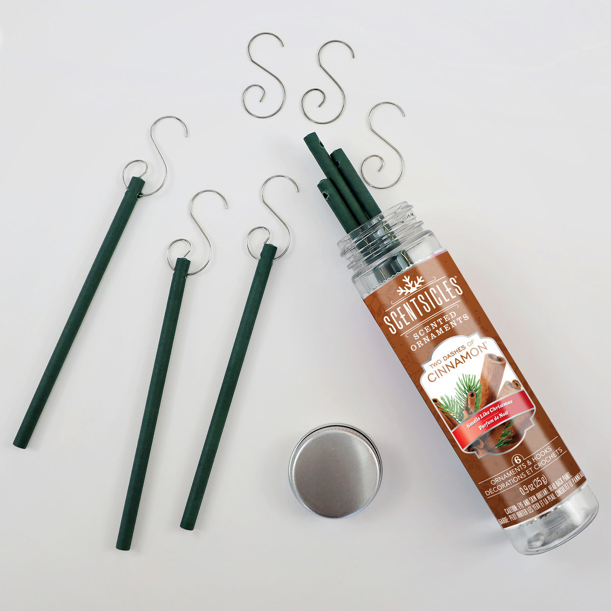 Scented Ornaments, 2-Pack- 6ct Bottle, 2 Dashes of Cinnamon, Fragrance-Infused Paper Sticks
