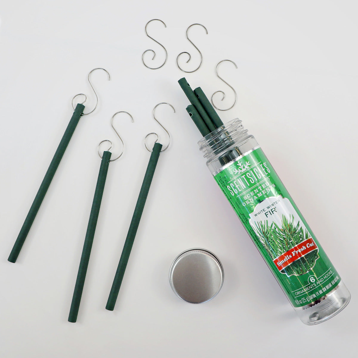 Scented Ornaments, 2 Pack- 6ct Bottle, White Winter Fir, Fragrance-Infused Paper Sticks - National Tree Company