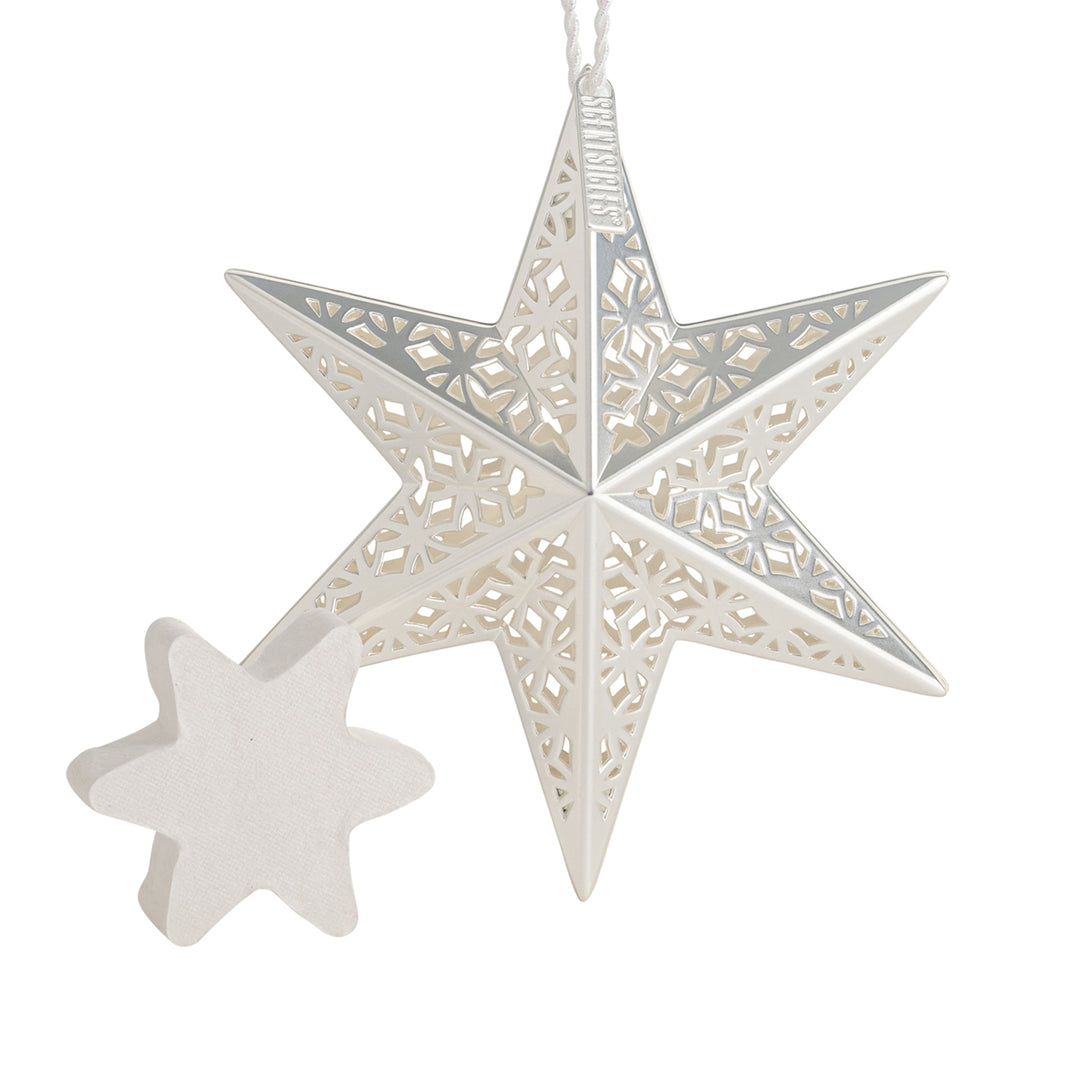 Scentsicles Decorative Ornament, Metal White Star, White Winter Fir with Refill