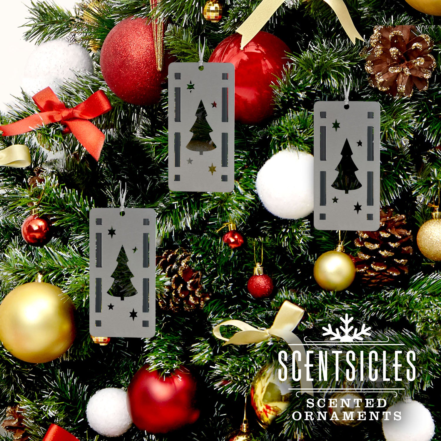Scentsicles Trio Ornament Set of 3 and White Winter Fir Bottle of