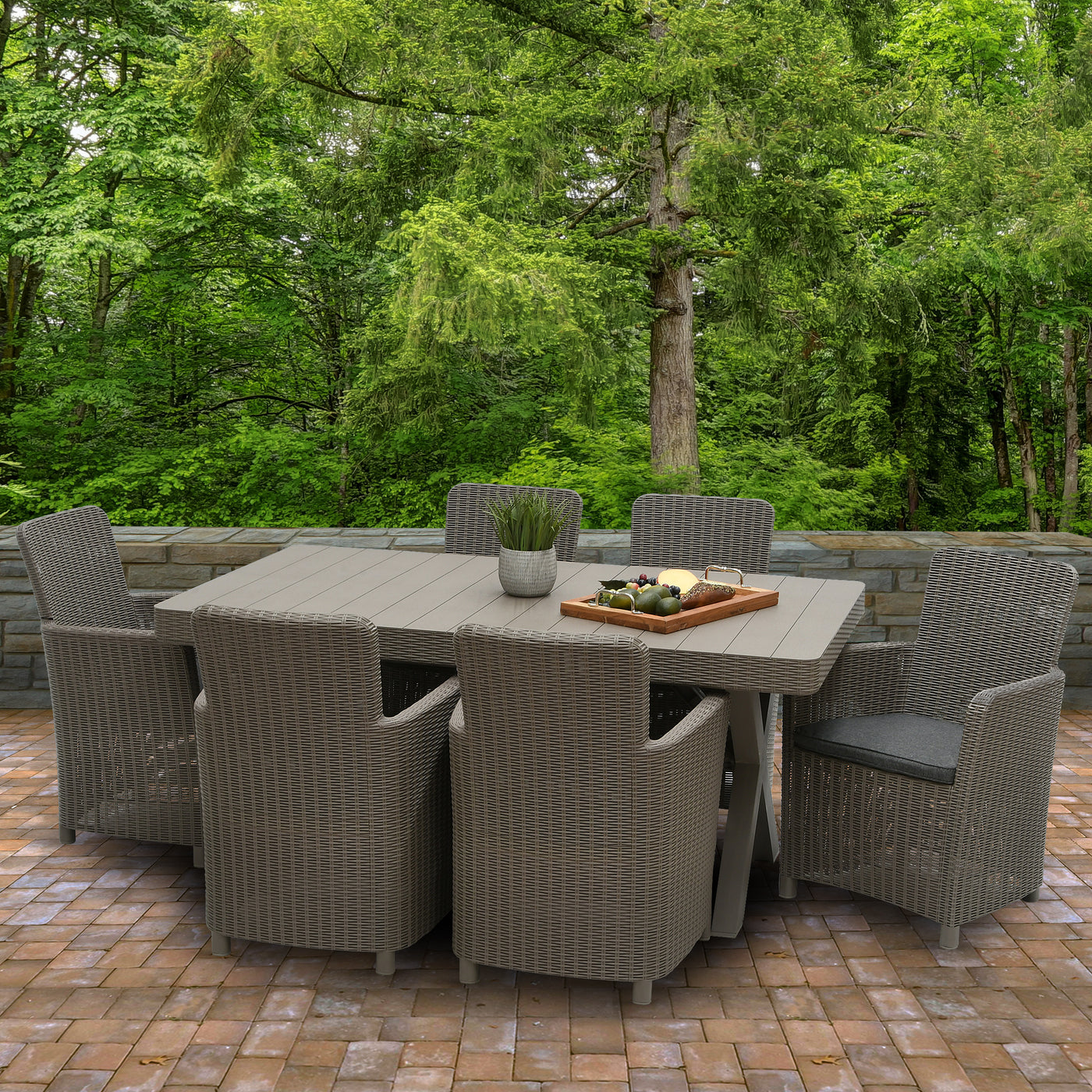 Antrim Collection 7-Piece All-Weather Wicker Finish Dining Set - National Tree Company