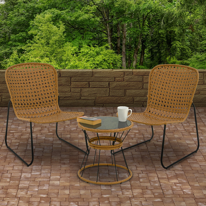 Cascais Collection 3-Piece All-Weather Wicker Chat Set