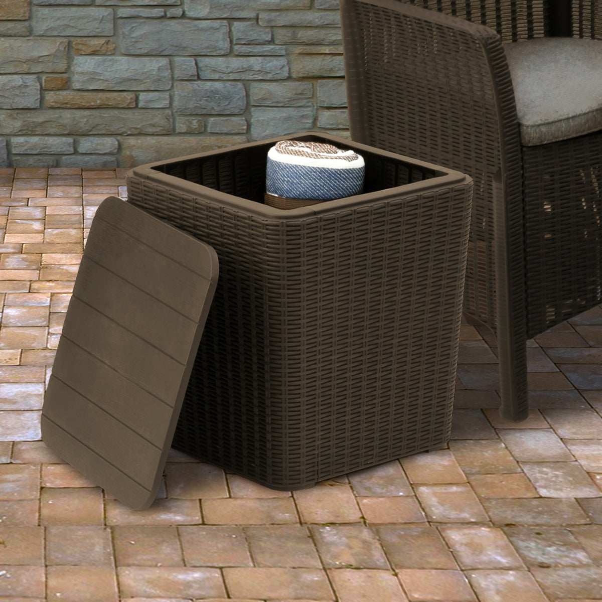 Weather Storage Box 43L Capacity Arendal Collection Wicker Texture All-Weather Storage Box ...