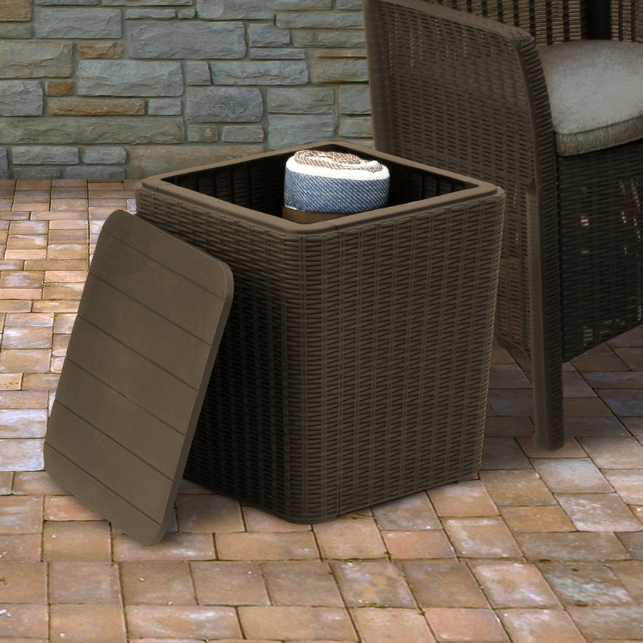 43L Capacity Arendal Collection Wicker Texture All-Weather Storage Box
