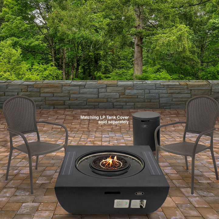 40" Marbleized MGO Propane Fire Pit Table with Water Feature