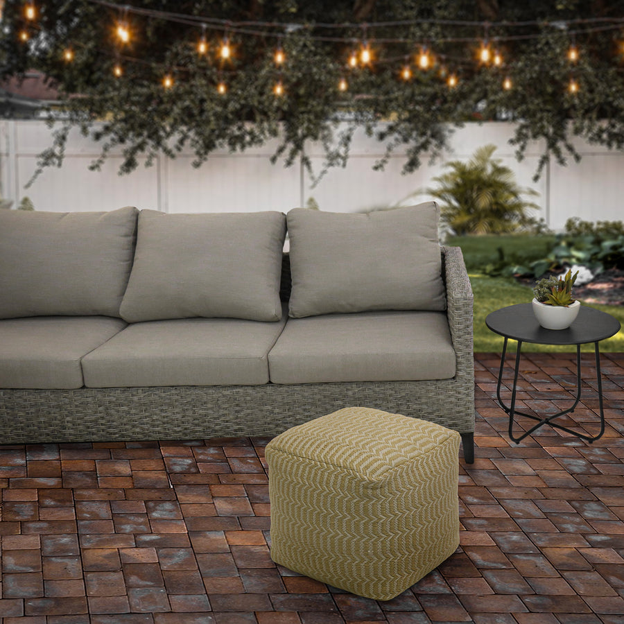 16 in. Sand Hand Woven Pouf Ottoman