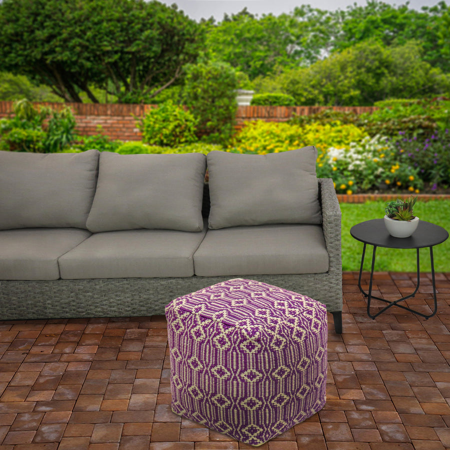 16 in. Lavender Hand Woven Pouf Ottoman