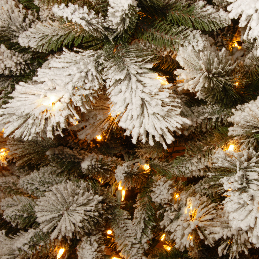 7.5 ft. Snowy Westwood Slim Pine Tree with Clear Lights – National Tree ...