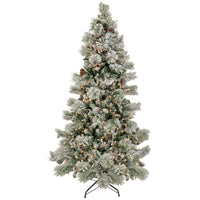 6.5 ft. Pre-Lit Snowy Yorkshire Tree with Clear Incandescent Lights - National Tree Company