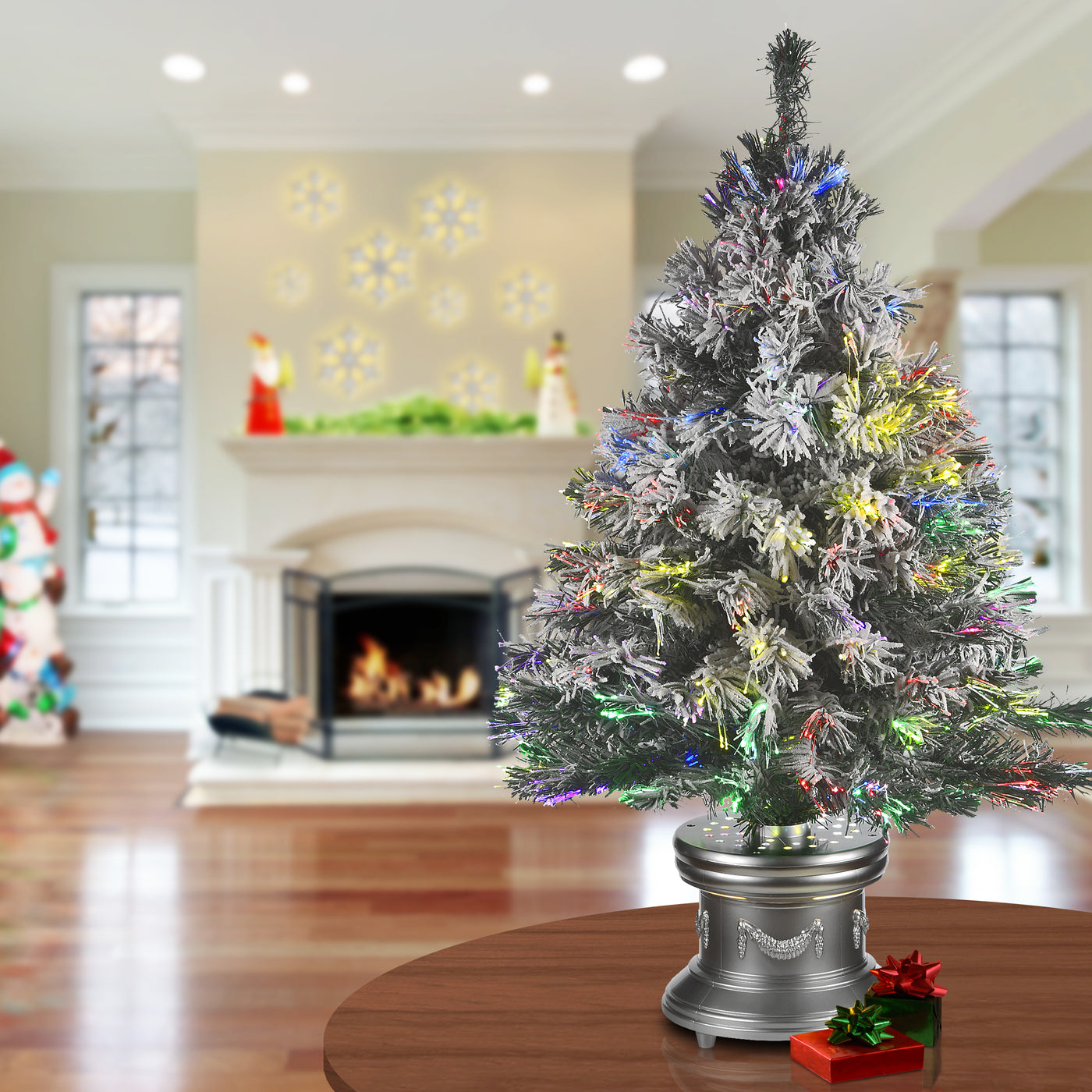 36 in. Fiber Optic Evergreen Flocked Tree - National Tree Company