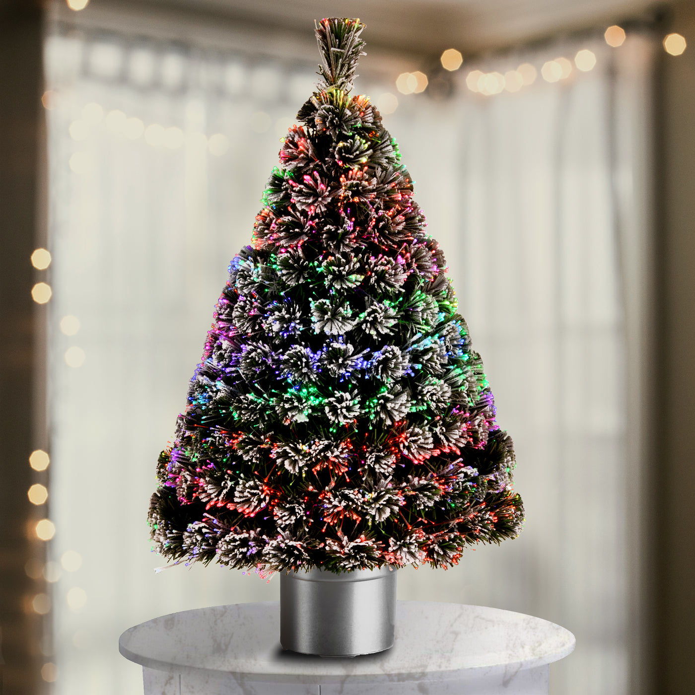 48 in. Pre-Lit Fiber Optic Evergreen Flocked Tree - National Tree Company