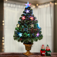 36 in. Pre-Lit Fiber Optic Evergreen Firework Tree with Star Decorations - National Tree Company