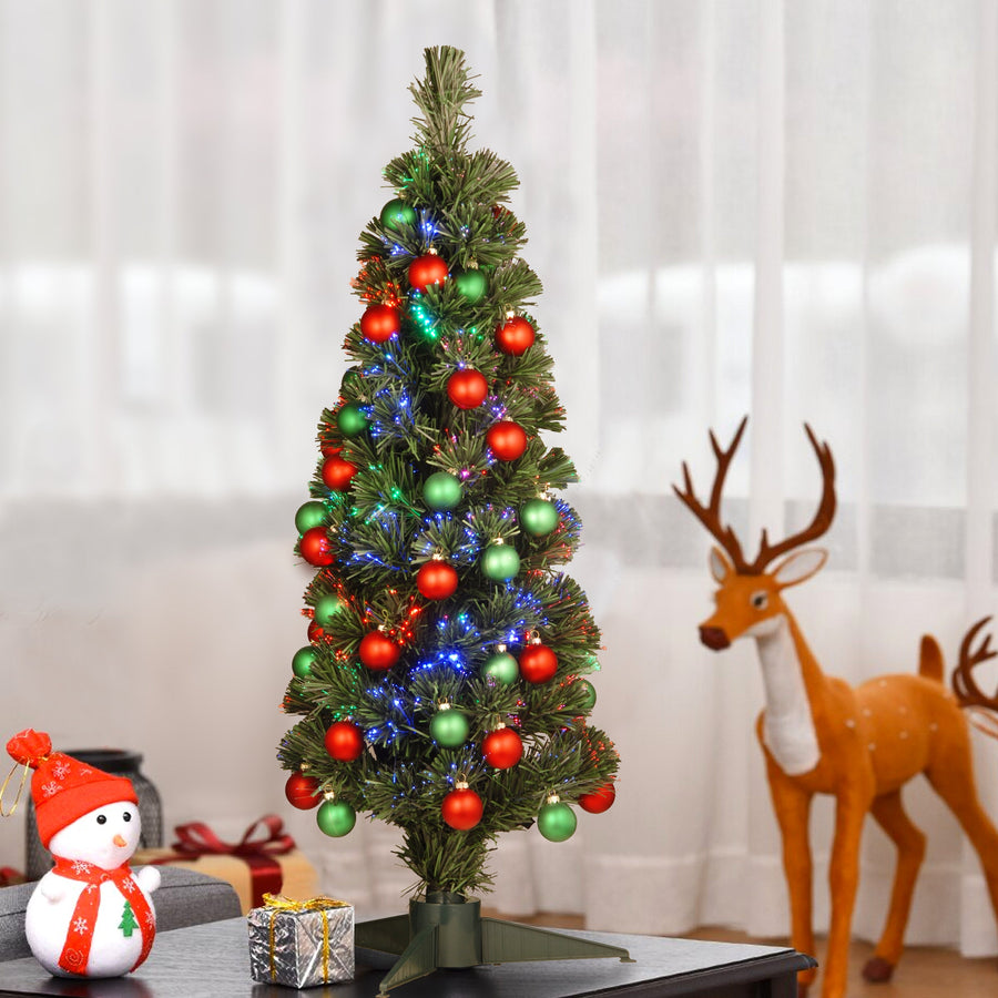 36 in. Pre-Lit Fiber Optic Fireworks Ornament Tree
