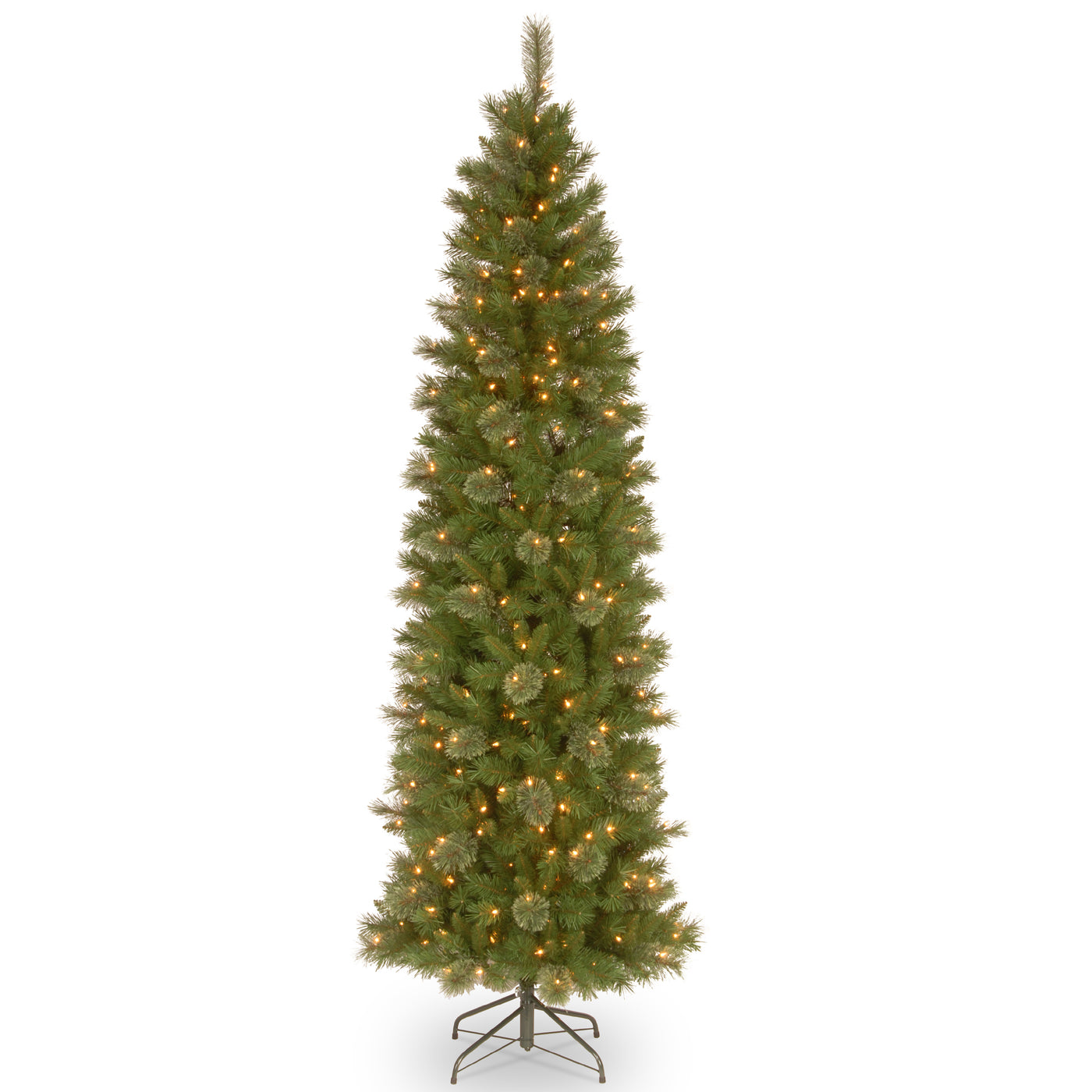 7.5 ft. Pre-Lit Tacoma Pine Pencil Slim Tree with Clear Lights - National Tree Company