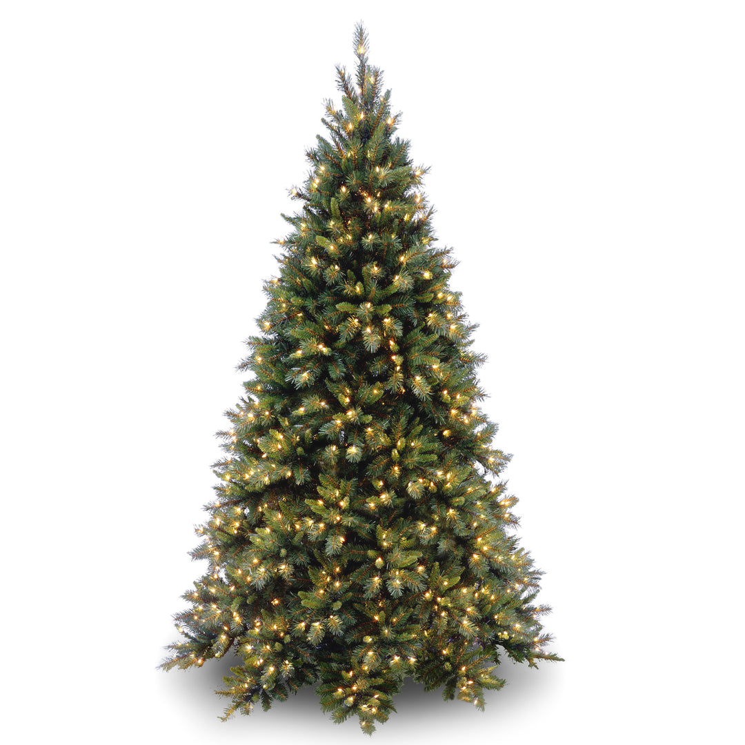 Pre-Lit Artificial Medium Christmas Tree, Green, Tiffany Fir, White Lights, Includes Stand, 6.5 Feet