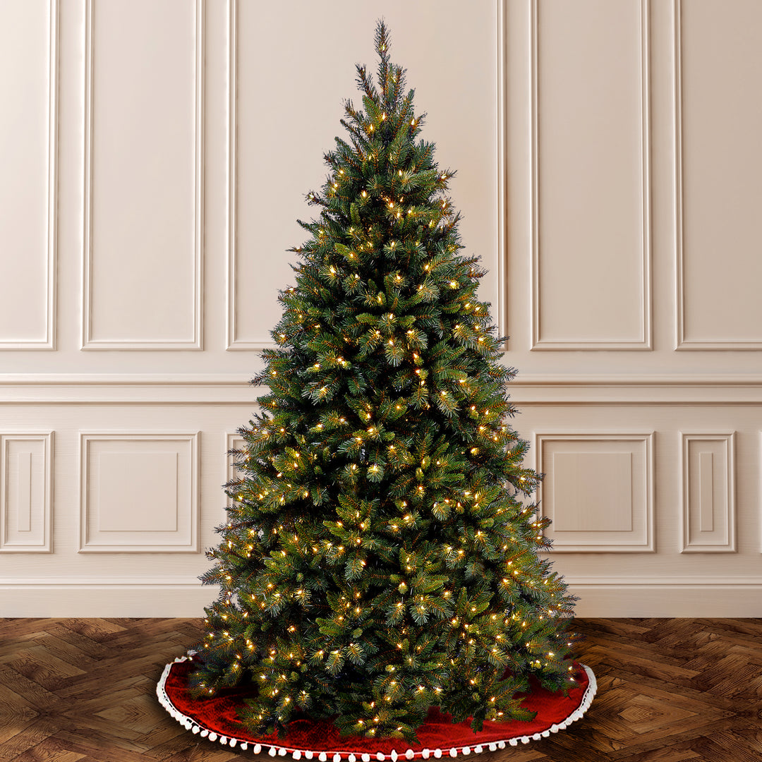 Pre-Lit Artificial Medium Christmas Tree, Green, Tiffany Fir, White Lights, Includes Stand, 9 Feet