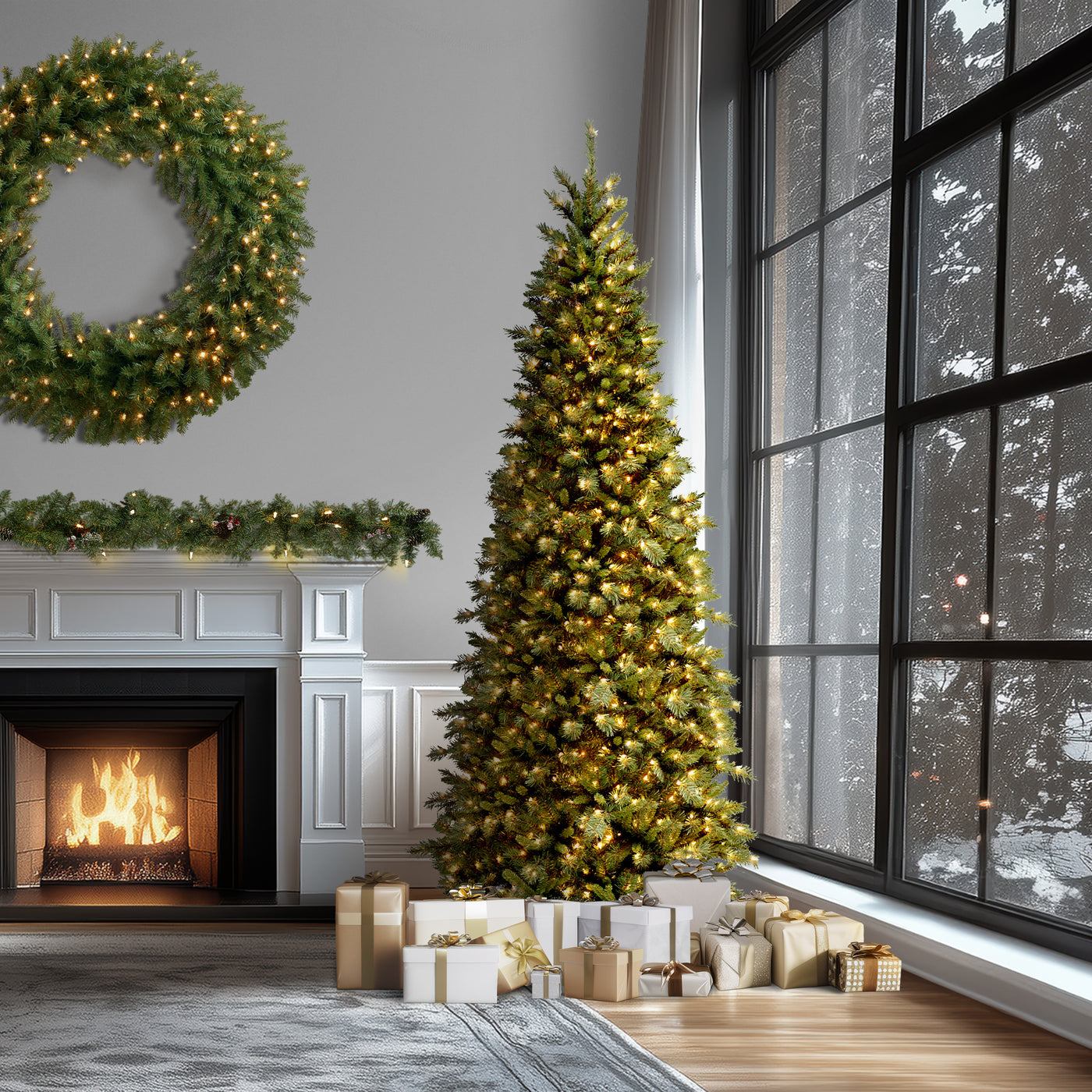 10 ft. Pre-Lit Tiffany Fir Slim Tree with Clear Lights - National Tree Company