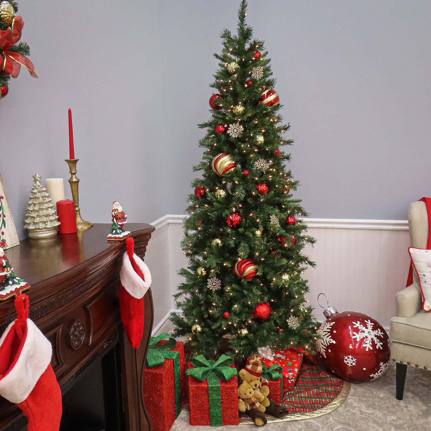 7.5 ft. Tiffany Fir Slim Tree with Clear Lights - National Tree Company