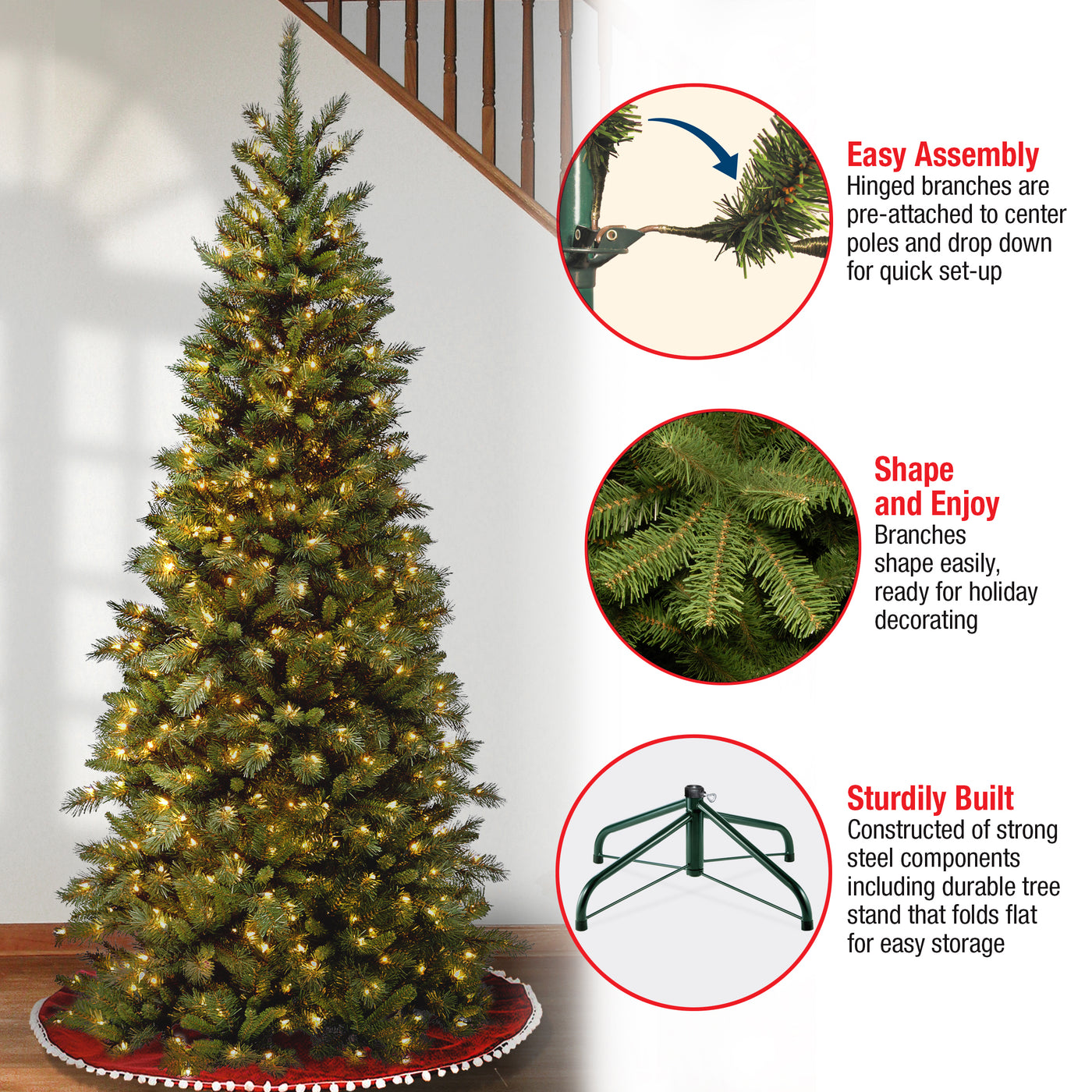 7.5 ft. Tiffany Fir Slim Tree with Clear Lights - National Tree Company