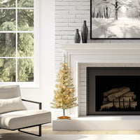4 ft. Pre-Lit Tinsel Collection Champagne Tree with Clear Lights - National Tree Company