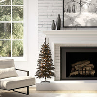 4 ft. Halloween Pre-Lit Black Tinsel Tree with White Lights - National Tree Company