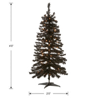 Halloween Pre-Lit Artificial Christmas Tree, Black Tinsel, White Lights, Includes Stand, 4 feet - National Tree Company