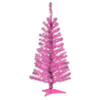 4 ft. Pre-Lit Tinsel Collection Pink Tree with Clear Lights - National Tree Company