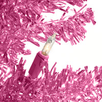 4 ft. Pre-Lit Tinsel Collection Pink Tree with Clear Lights, Plug-In - National Tree Company