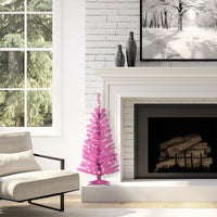 4 ft. Pre-Lit Tinsel Collection Pink Tree with Clear Lights - National Tree Company