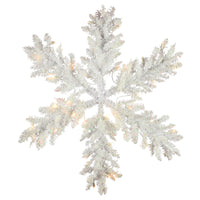 32 in. Pre-Lit Tinsel Collection White Iridescent Snowflake with Warm White LED Lights - National Tree Company