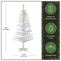 4 ft. Pre-Lit Tinsel Collection White Iridescent Tree with Clear Lights, Plug-In - National Tree Company