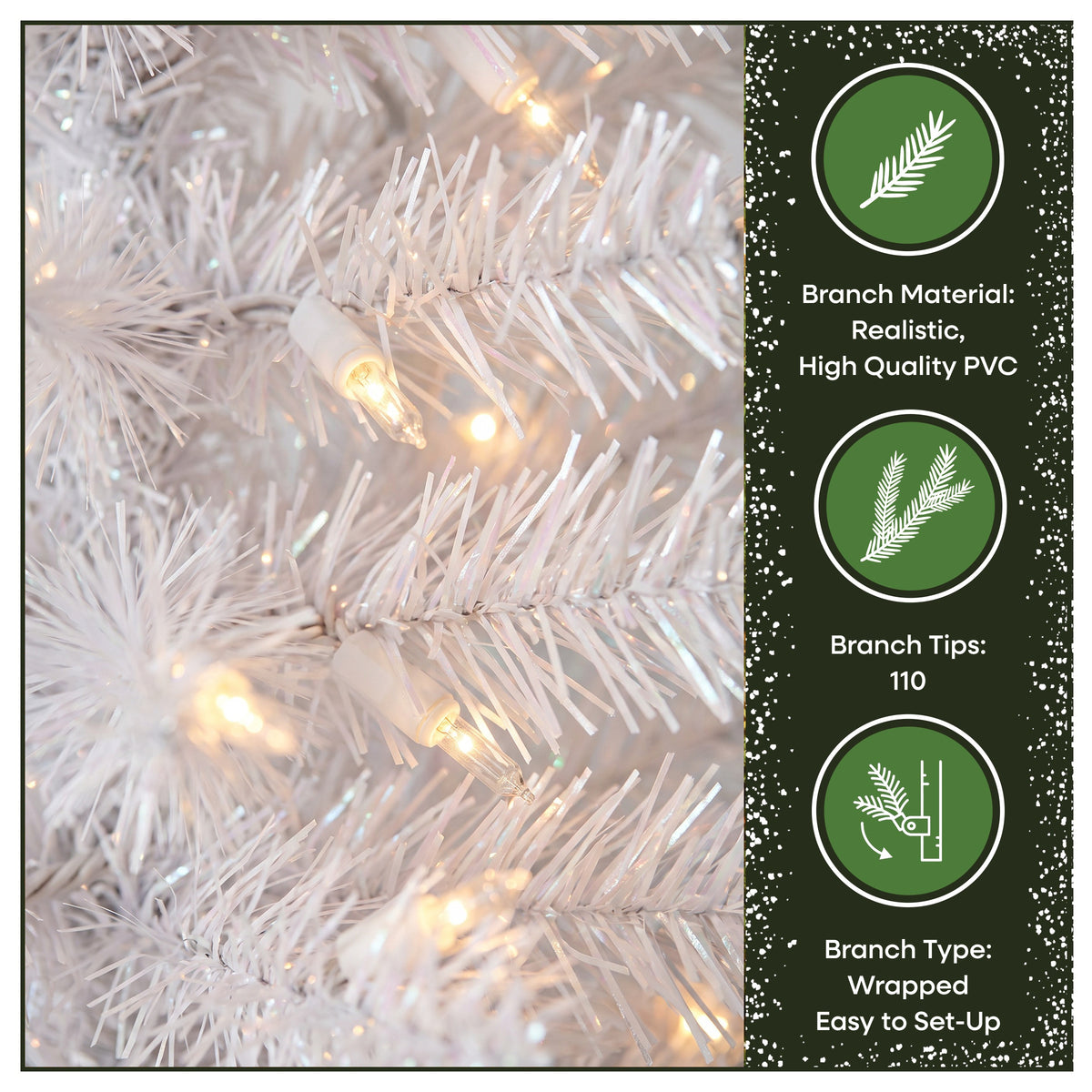 4 ft. Pre-Lit Tinsel Collection White Iridescent Tree with Clear Lights, Plug-In - National Tree Company